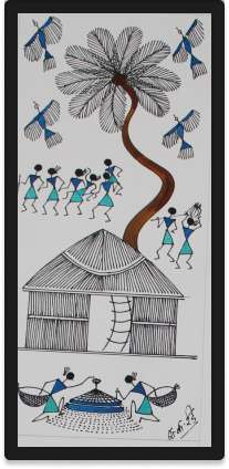 Warli Art #1 Greeting Card by Manjiri Bhave-saigonsouth.com.vn